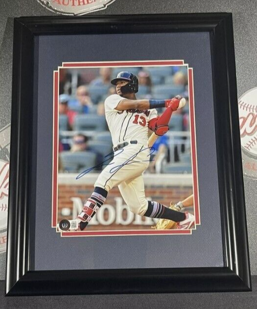 Ronald Acuna Jr Signed 8x10 Photo Framed Beckett BAS COA Atlanta Braves