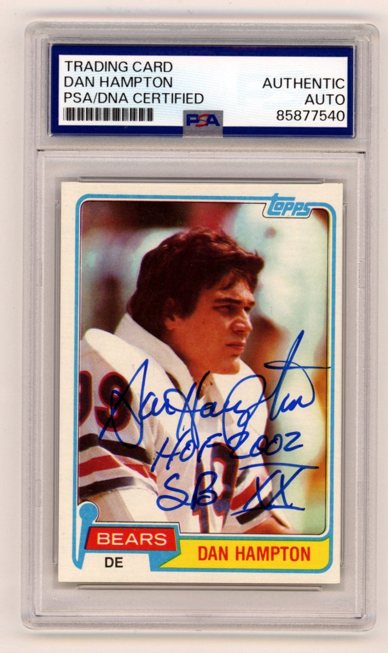 Dan Hampton 1981 Topps 316 Signed Rookie RC w/ HOF 2002 SB XX PSA Authentic Auto