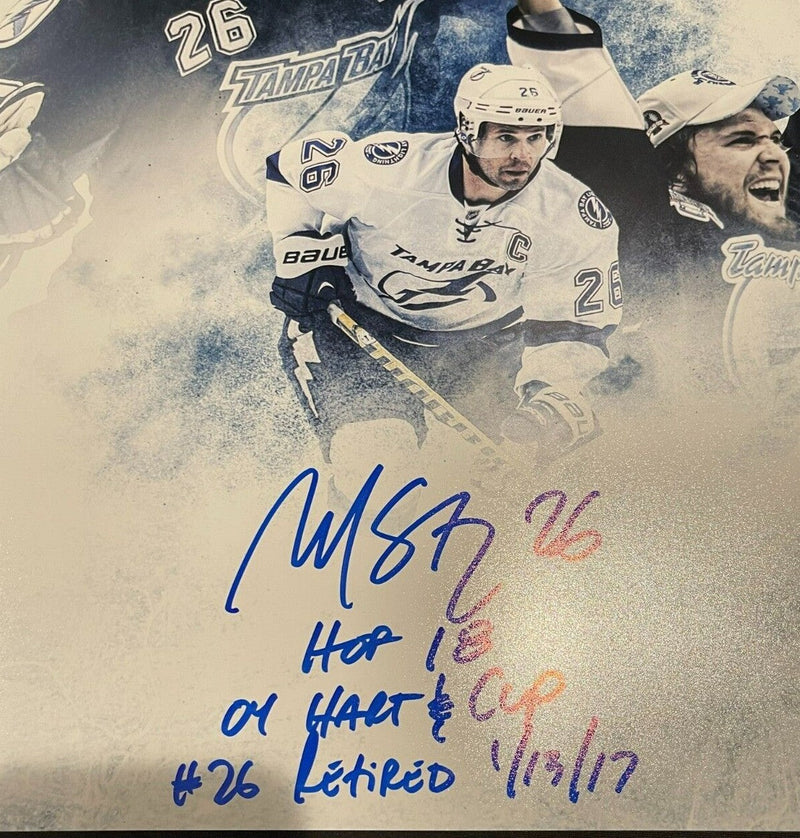 Martin St. Louis Signed Auto TB Lightning 16x20 Photo 4x Ins LE /26 PSA ITP COA