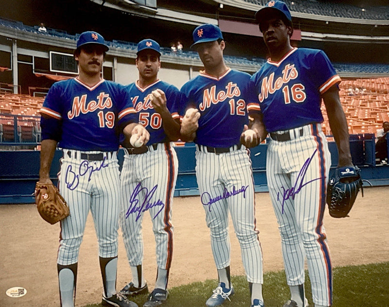 Gooden Darling Ojeda Fernandez Mets Starting Four Signed 16x20 Photo JSA W COA B