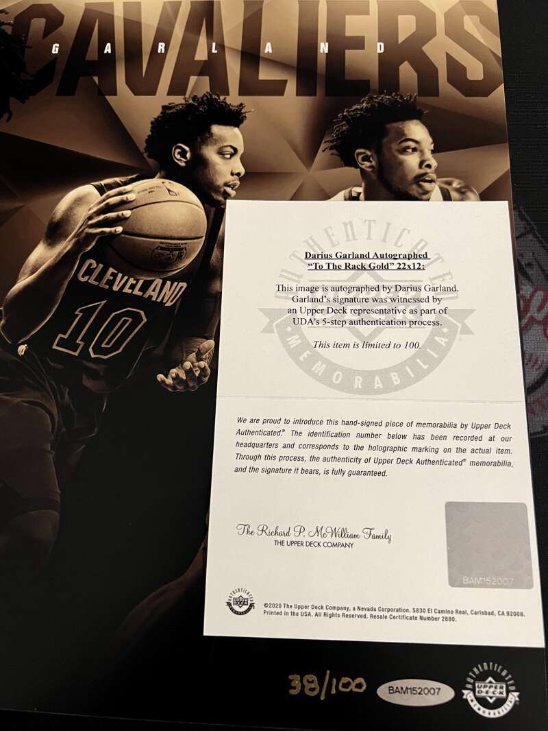 Darius Garland Signed 22x12 Photo To The Rack Gold /100 Upper Deck UDA COA
