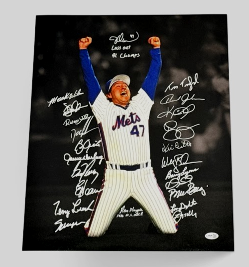 New York Mets 1986 World Series 23 Auto Team Signed 16x20 Photo w/ Insc. JSA COA
