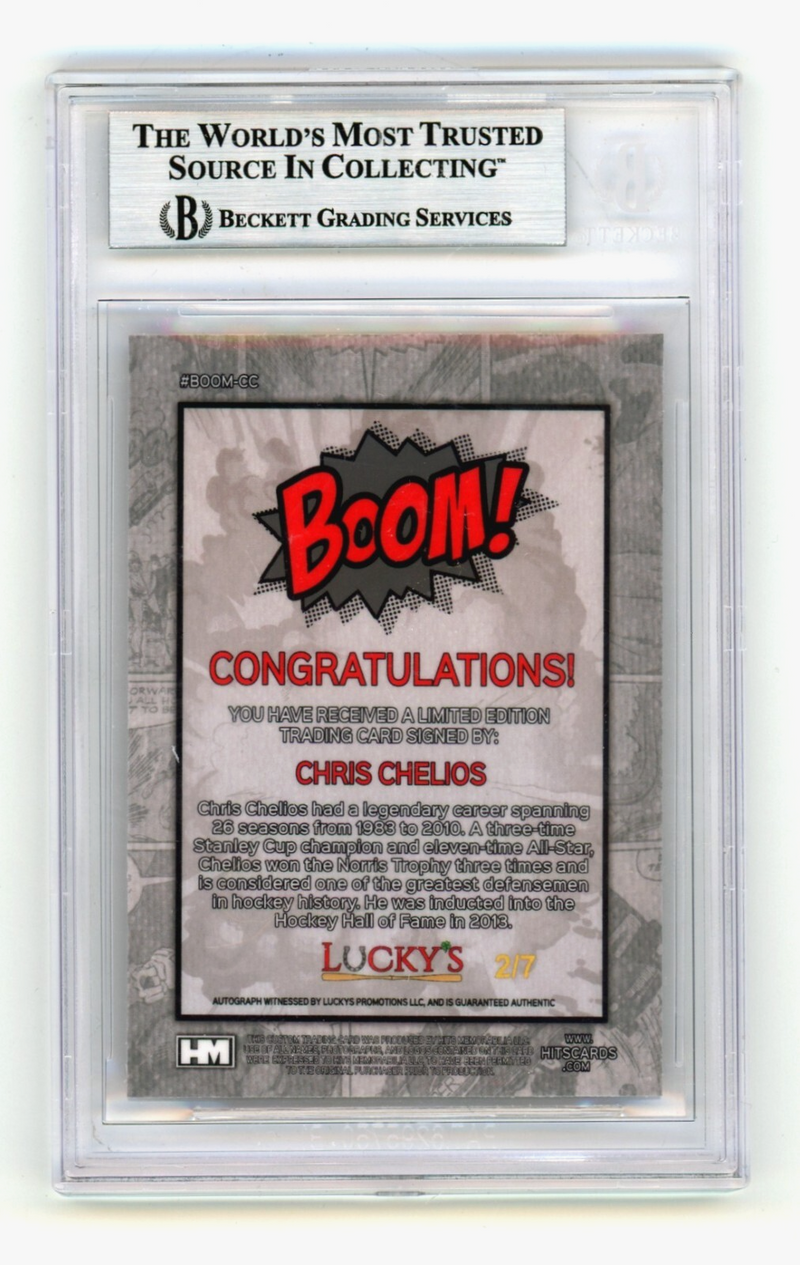 Chris Chelios 2024 Hits Memorabilia BOOM Red /7 Signed BGS BAS Auto Detroit
