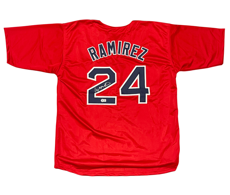 Manny Ramirez Signed Boston Red Sox Custom Red Jersey Beckett Witness BAS COA