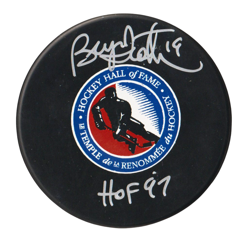 Bryan Trottier Signed NHL Hall of Fame Puck w/ HOF 97 Beckett Witness BAS COA