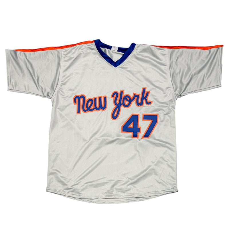 Jesse Orosco Signed New York Mets Custom Jersey w/ 86 WSC JSA Witness COA
