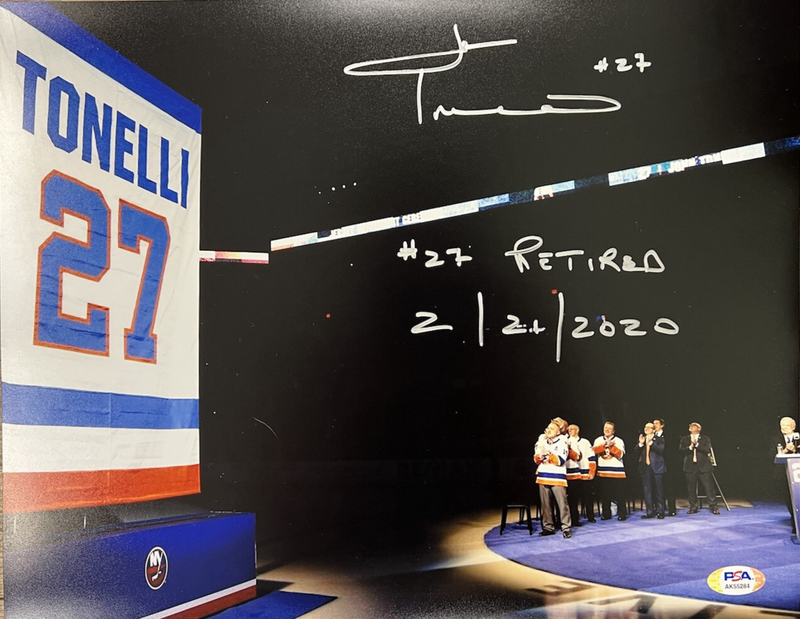 John Tonelli Signed New York Islanders 11x14 Photo w #27 Retired 2/21/20 PSA COA