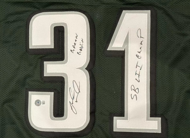 Jalen Mills Signed Eagles Custom Jersey w/ SB + GG Beckett Witness BAS COA