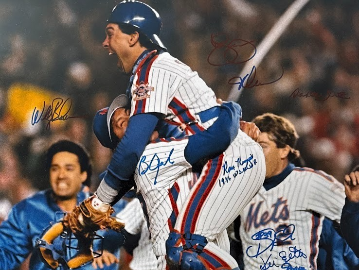 New York Mets 1986 World Series 23 Auto Team Signed 16x20 Photo w/ Insc. JSA COA