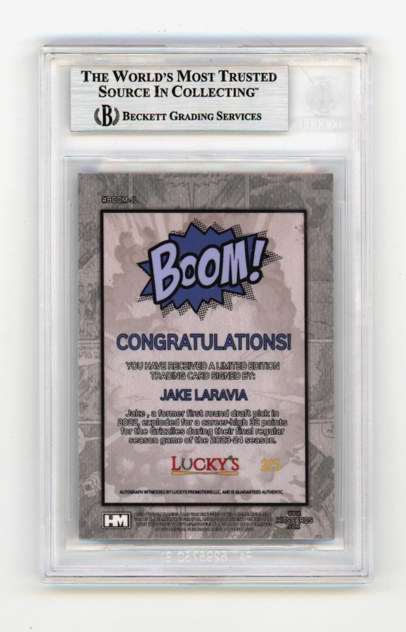 Jake LaRavia 2024 Hits Memorabilia BOOM Blue /3 Signed BGS BAS Auto Memphis