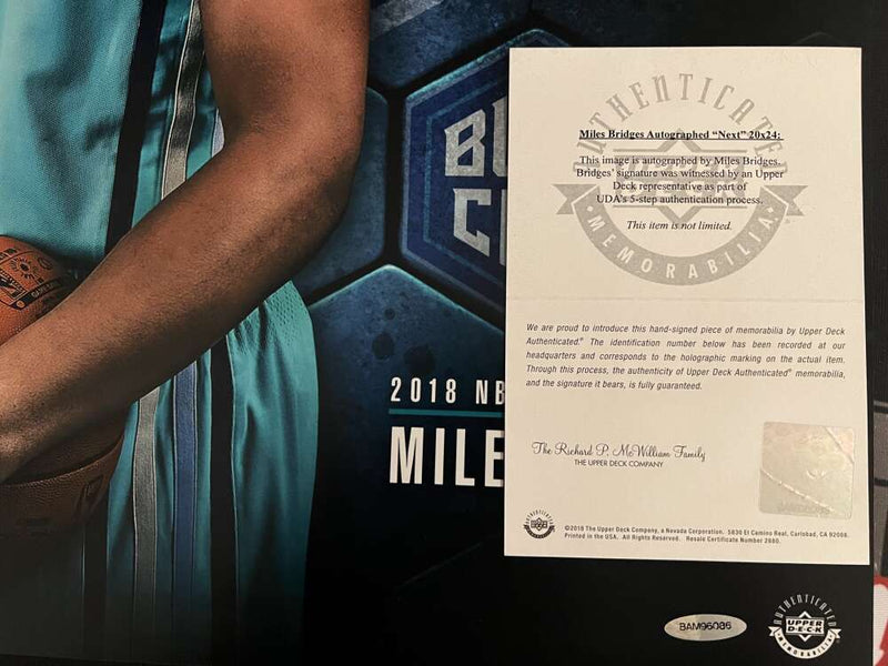 Miles Bridges Signed Auto 20x24 Photo Next Upper Deck UDA COA Hornets NBA Draft