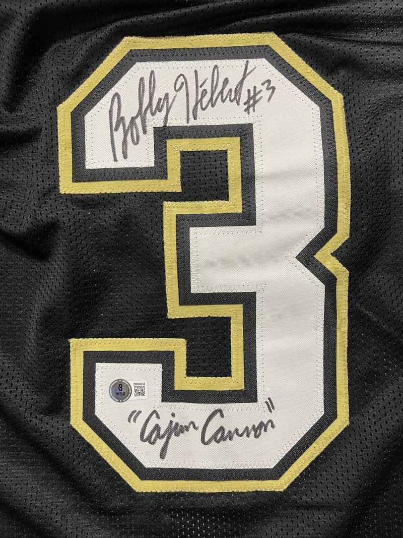 Bobby Hebert Signed Saints Custom Jersey w/ Cajun Cannon Beckett Witness BAS COA
