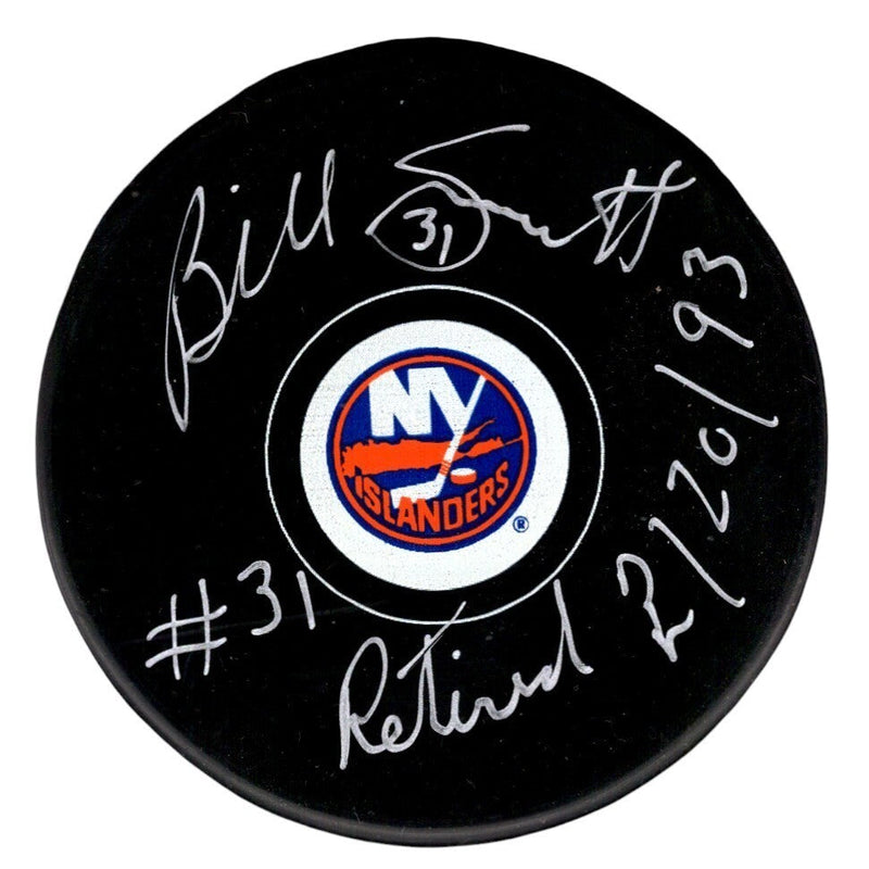 Billy Smith Signed New York Islanders Puck w/ #31 Retired 2/20/93 PSA ITP COA