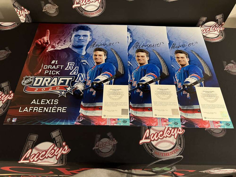 Alexis Lafreniere Signed 20x24 Photo Draft Day Upper Deck UDA COA NY Rangers