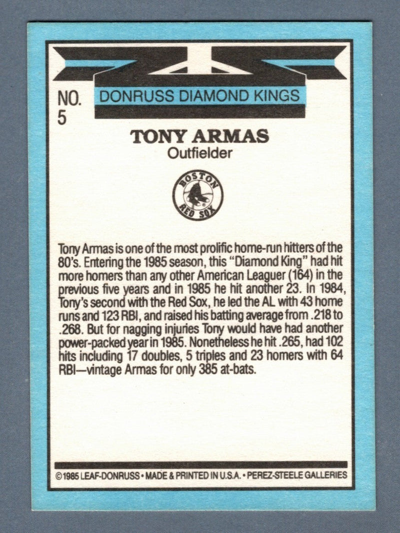 Tony Armas Signed 1986 Donruss Diamond Kings #5 LSCM COA Boston Red Sox