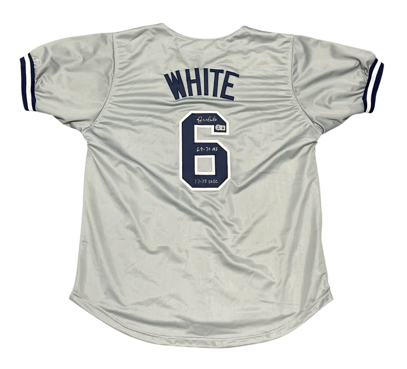 Roy White Signed New York Yankees Custom Jersey w/ 2 Insc Beckett Wit BAS COA