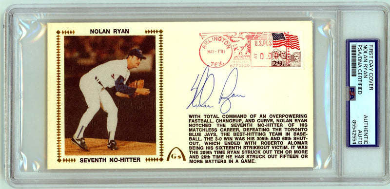 Nolan Ryan Signed First Day Cover Cache 7th No Hitter 5/1/91 PSA Authentic Auto