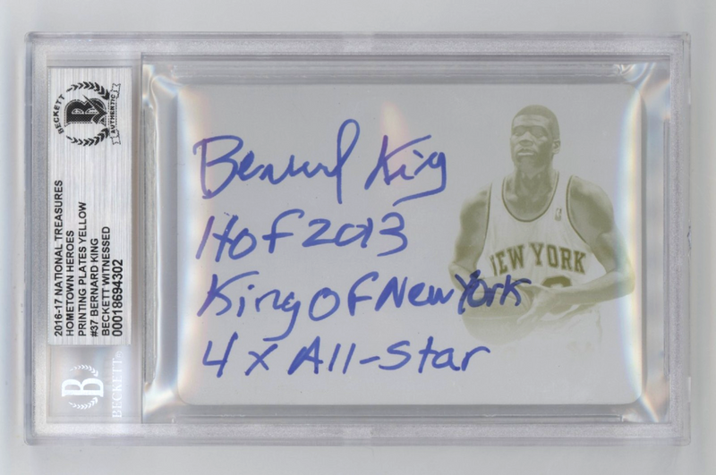 Bernard King 2016-17 National Treasures Printing Plate 1/1 Signed 3 Ins BGS Auto