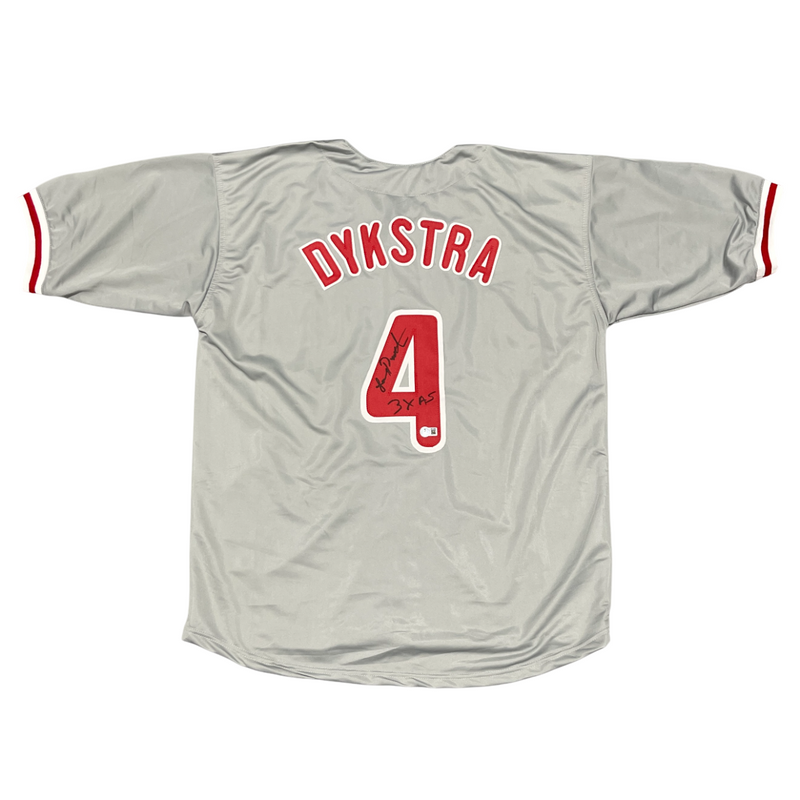 Lenny Dykstra Signed Phillies Custom Jersey w/ 3x AS Beckett Witness BAS COA