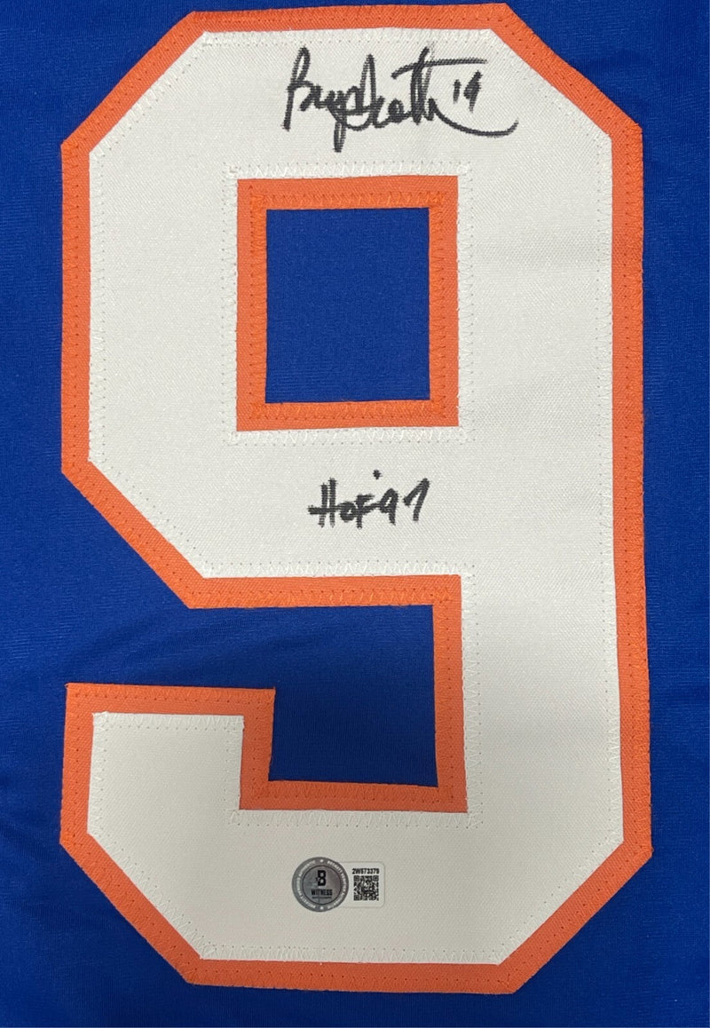 Bryan Trottier Signed NY Islanders Custom Jersey w/ HOF 97 Beckett W BAS COA