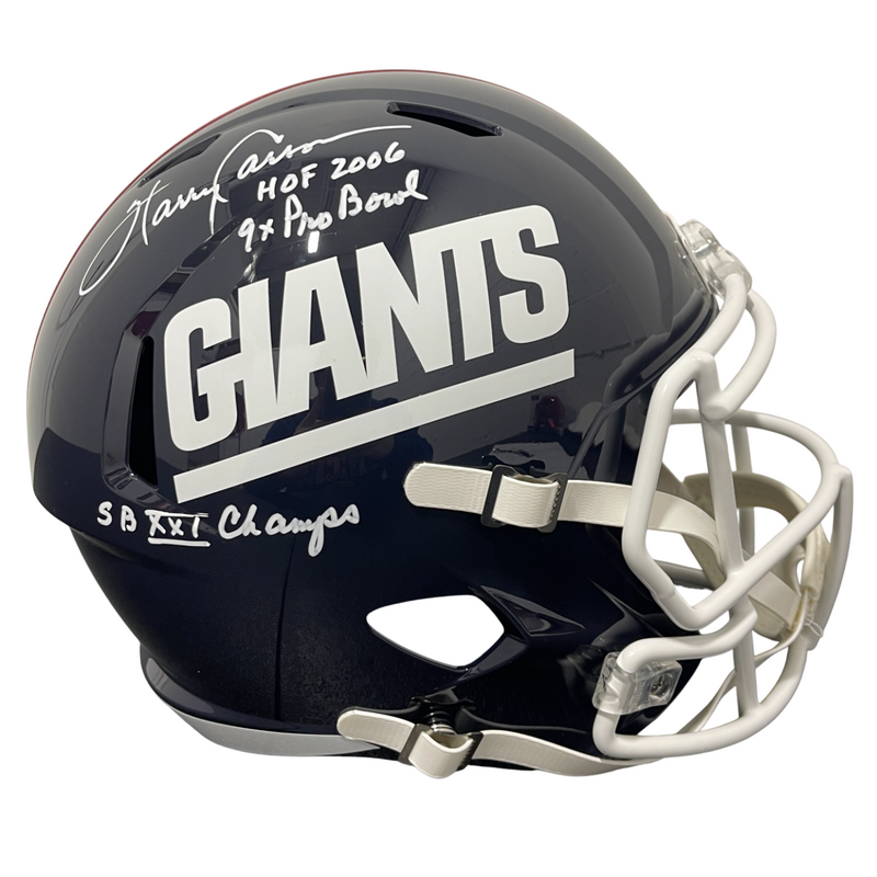Harry Carson Signed Giants TB FS Full Size Helmet w/ 3x Ins Beckett Wit BAS COA