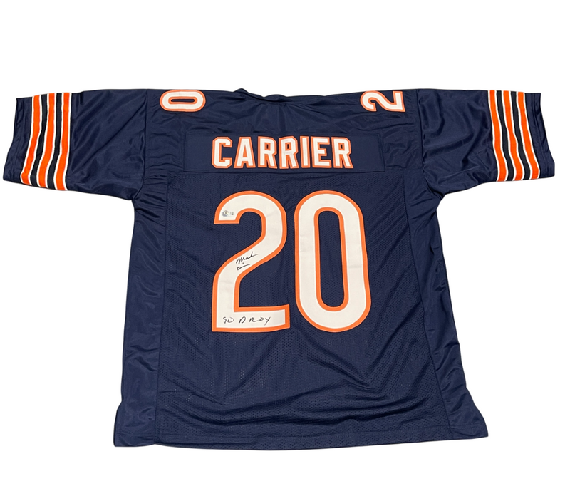 Mark Carrier Signed Bears Custom Jersey w/ 90 DROY Beckett Witness BAS COA