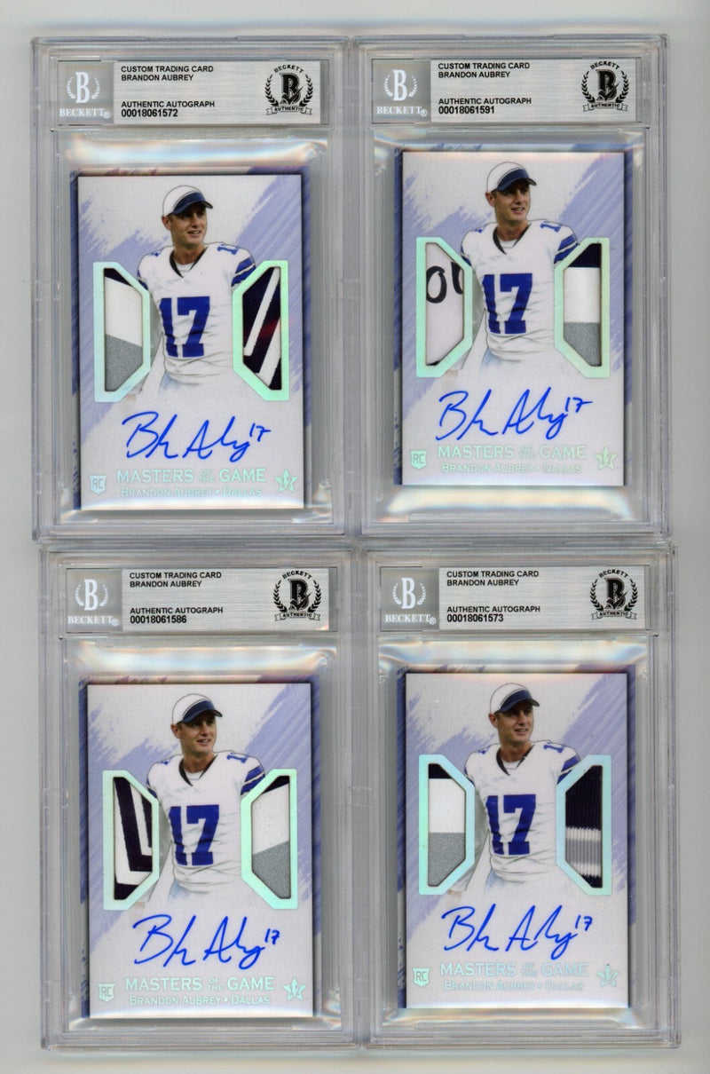 Brandon Aubrey 2023 Hits Memorabilia Silver V RPA Dual Patch Auto RC /17 BGS BAS