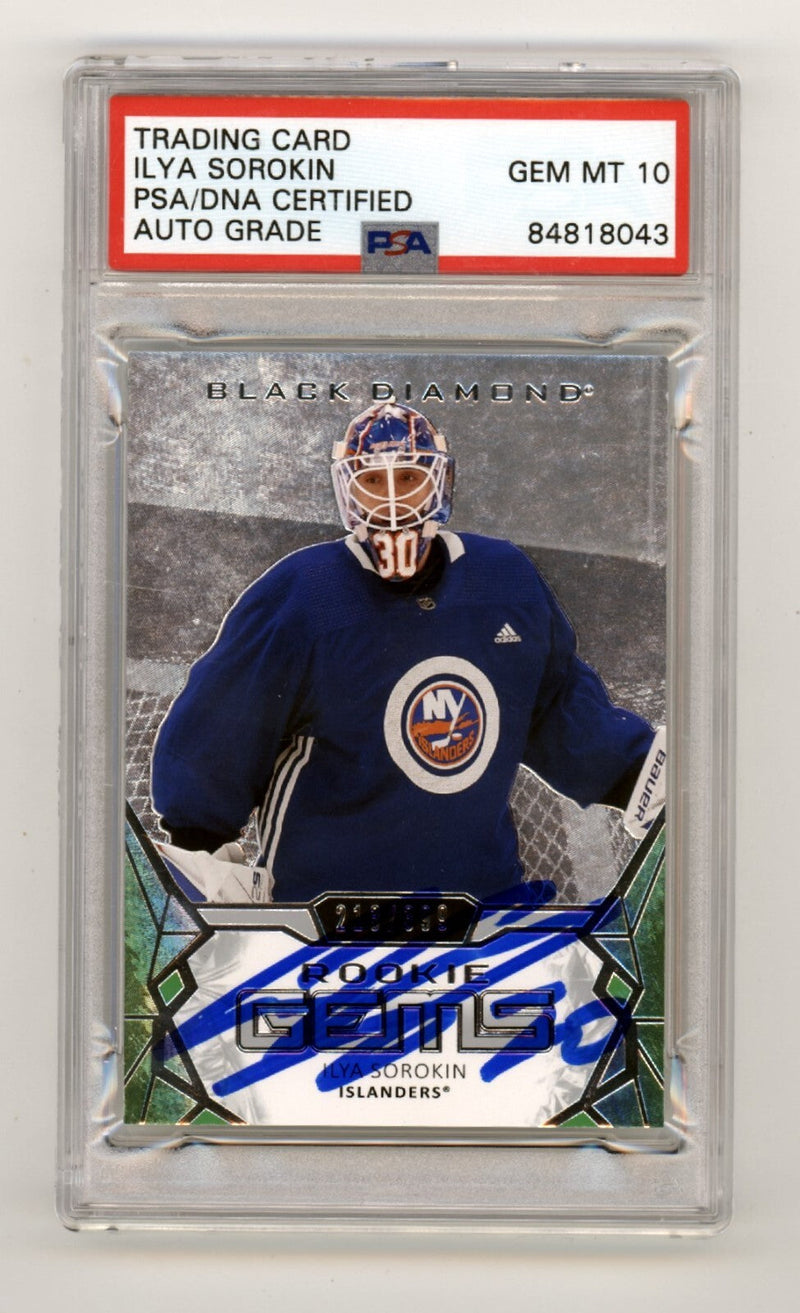Ilya Sorokin 2020-21 Upper Deck Black Diamond Rookie Gems 399 Signed PSA 10 Auto