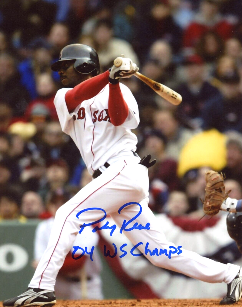 Pokey Reese Signed Boston Red Sox 8x10 Photo w/ 04 WS Champs LSCM COA