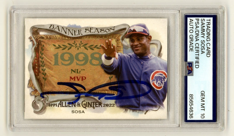 Sammy Sosa 2022 Topps Allen & Ginter BS-20 Banner Season 1998 Signed PSA 10 Auto
