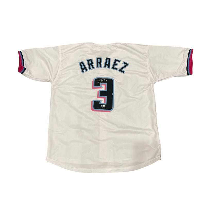Luis Arraez Signed Miami Marlins Custom Jersey Beckett Witness BAS COA