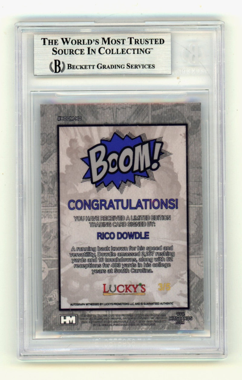 Rico Dowdle 2024 Hits Memorabilia BOOM Blue /5 Signed BGS BAS Auto Cowboys