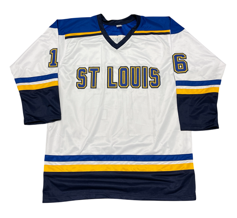 Brett Hull Signed Auto Blues Custom Jersey w/ 2 Insc Beckett Witness BAS COA