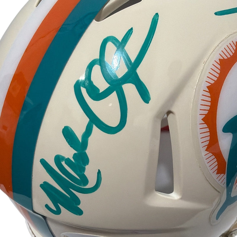 Mark Clayton & Mark Duper Dual Signed Dolphins Retro Mini Helmet JSA Witness COA