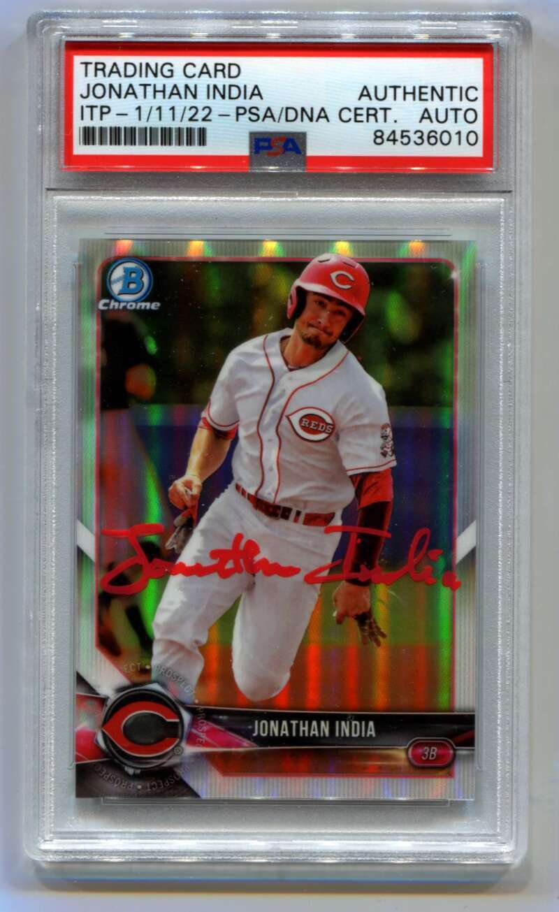 Jonathan India 2018 Bowman Chrome Draft 1st Refactor Variation Signed Auto PSA