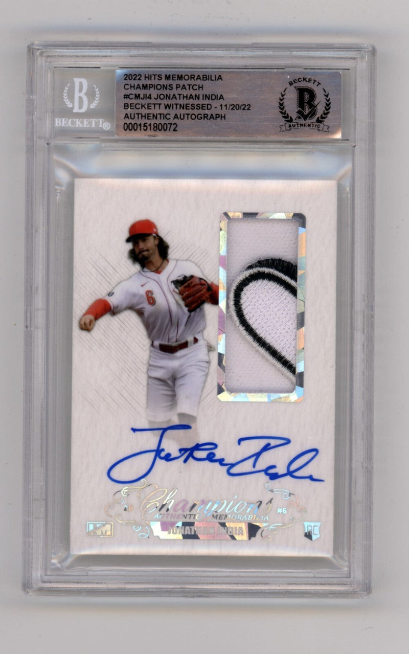 Jonathan India 2021 Hits Memorabilia Champions Ice Patch Auto RC #6/6 BGS