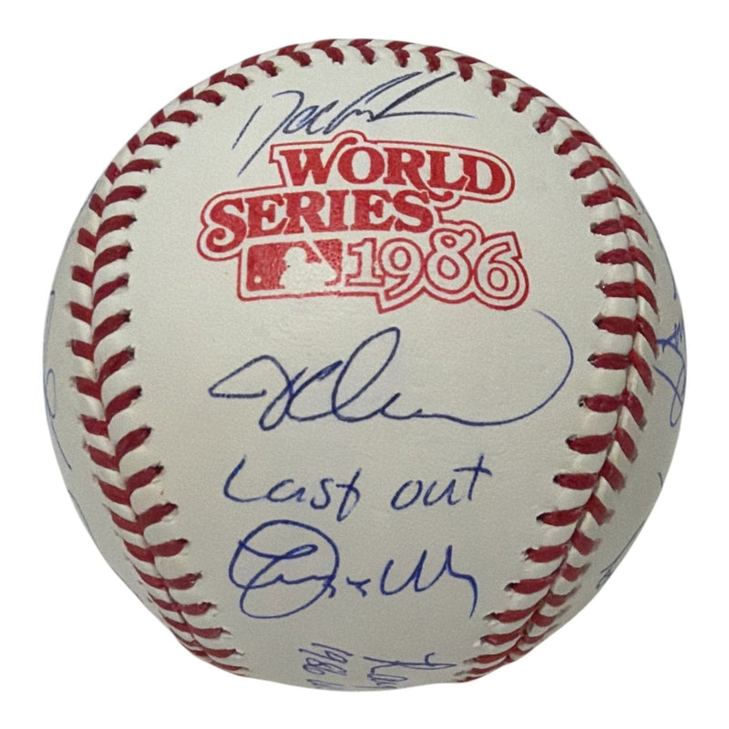 New York Mets Team Signed (23 Auto) 1986 World Series Logo Baseball Insc JSA COA