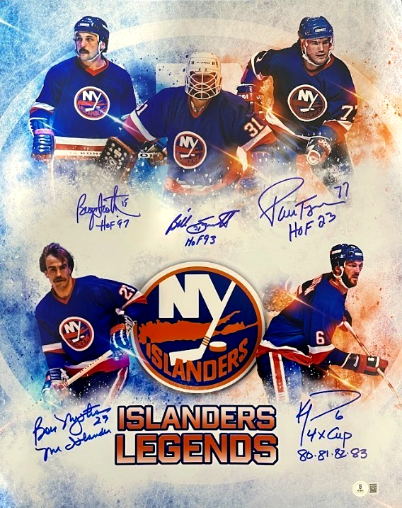 Trottier Smith Turgeon Nystrom Morrow Signed Islanders w Ins 16x20 Photo BAS COA