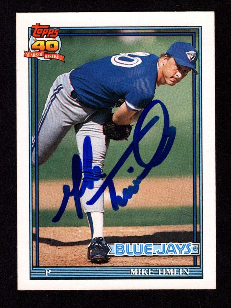Mike Timlin Signed Auto 1991 Topps Traded #121T Rookie RC LSCM COA Blue Jays