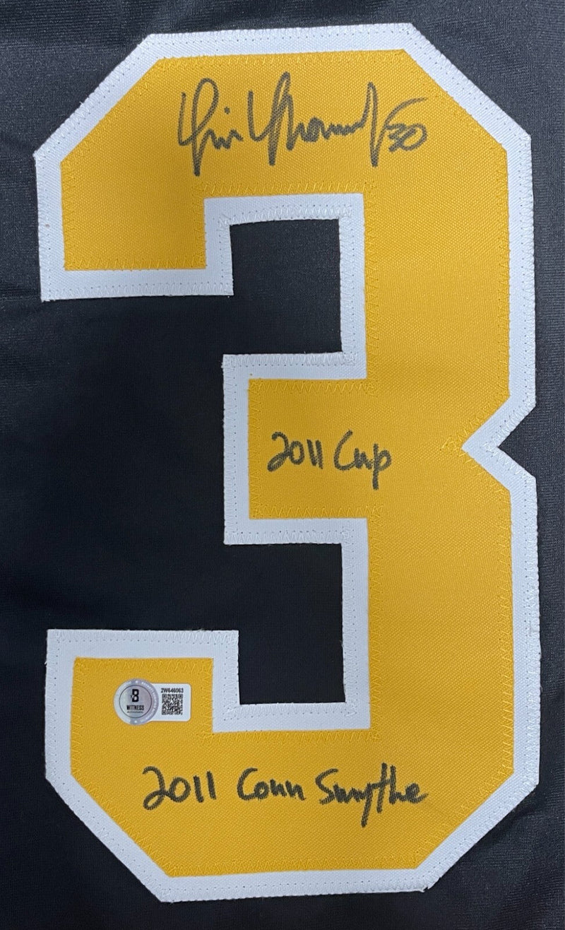 Tim Thomas Signed Bruins Custom Jersey w 2011 Cup & Con Smythe Beckett W BAS COA