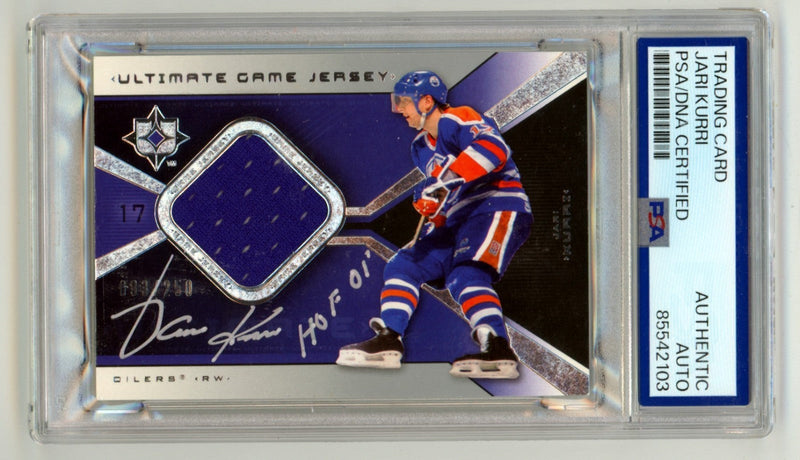 Jari Kurri 2004-05 UD Silver Signed Relic /250 w/ HOF 01' PSA Authentic Auto