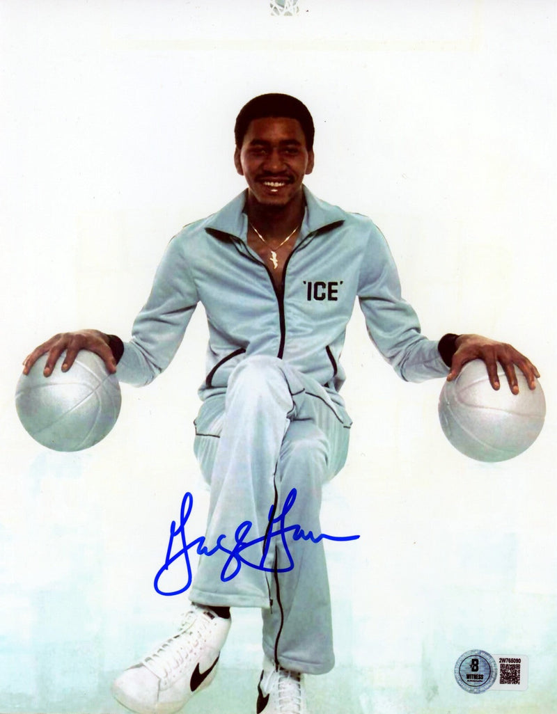 George Gervin Signed San Antonio Spurs 8x10 Photo Beckett Witness BAS COA #2