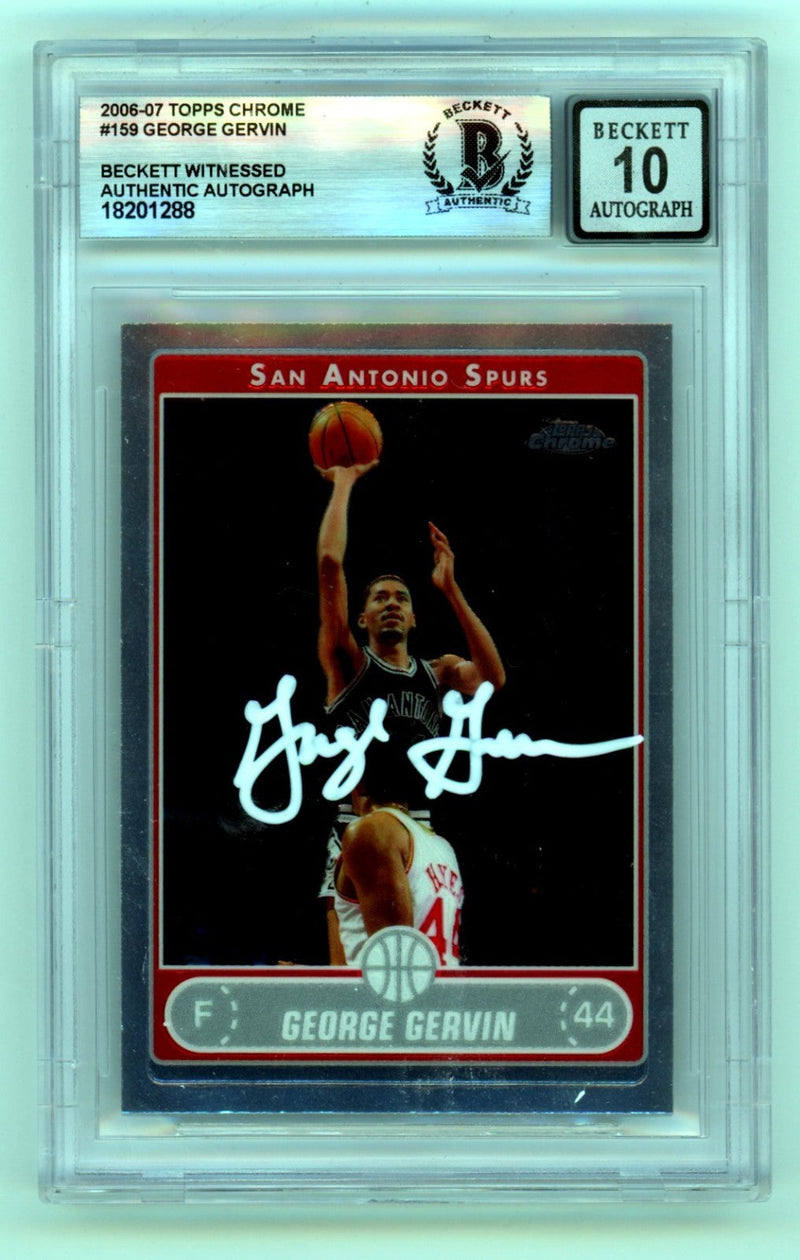 George Gervin 2006-07 Topps Chrome #159 Signed Beckett BGS 10 Auto SA Spurs HOF