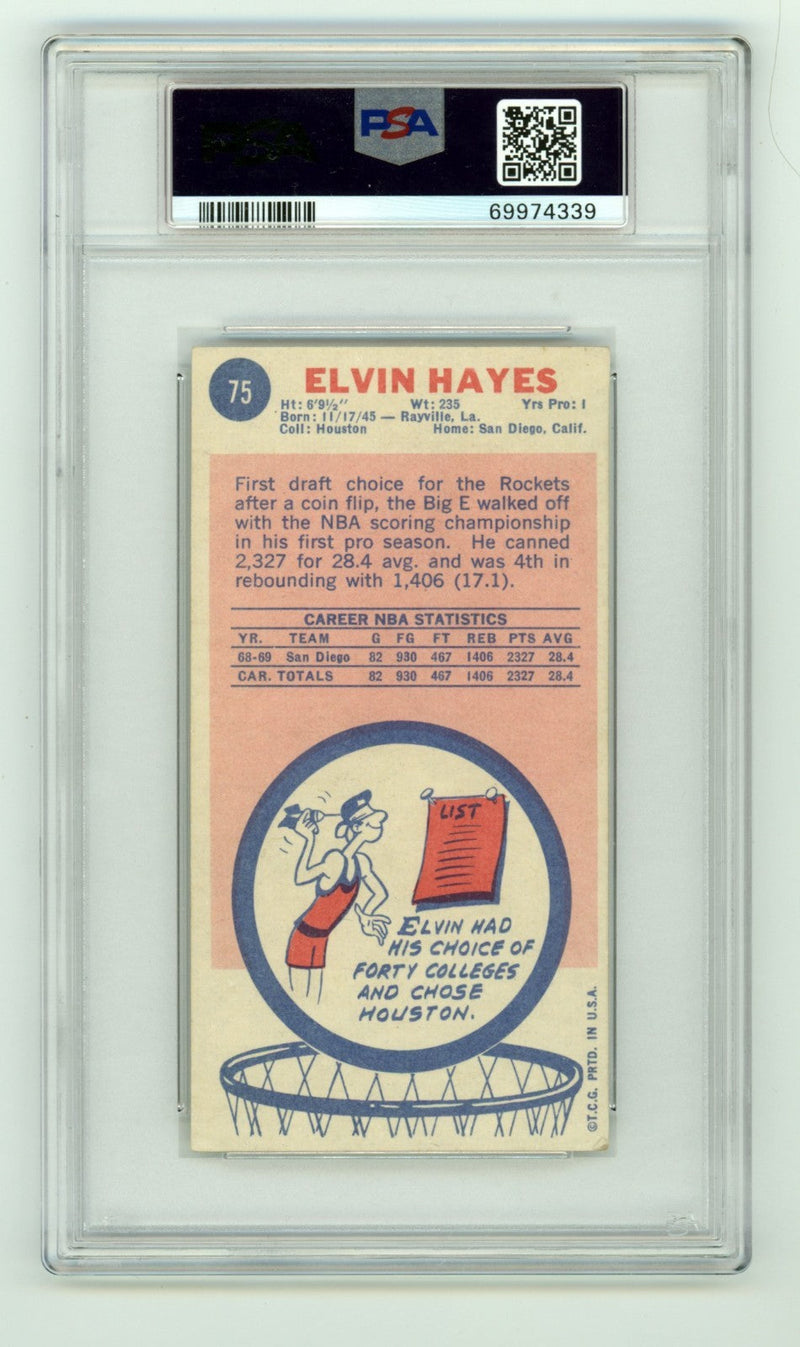 Elvin Hayes 1969-70 Topps 98 Tall Boy Rookie RC 2 Insc Signed Auto PSA 4 10 Auto