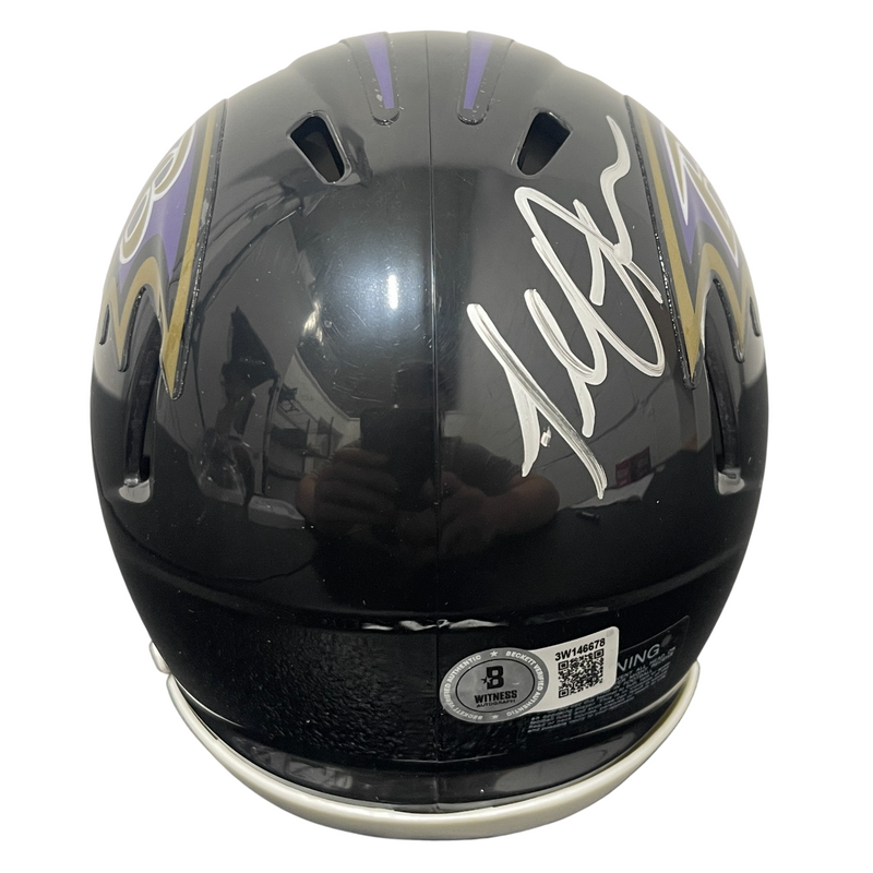 Terrell Suggs Signed Baltimore Ravens Speed Mini Helmet Beckett Witness BAS COA