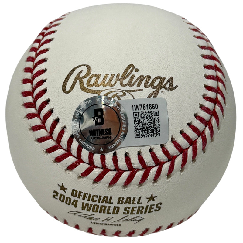 Johnny Damon Signed 2004 World Series WS Baseball w Curse Reversed Beckett W COA