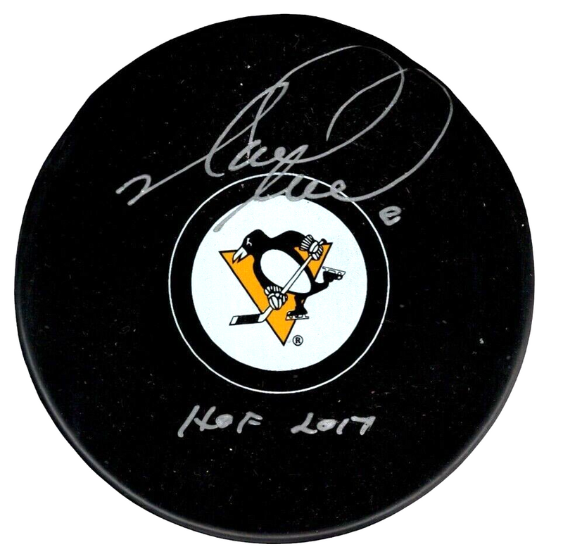 Mark Recchi Signed Pittsburgh Penguins Puck w/ HOF 2017 JSA COA