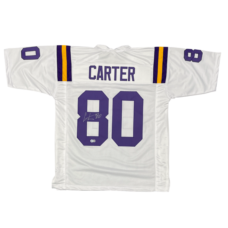 Cris Carter Signed Minnesota Vikings Custom Jersey Beckett Witness BAS COA