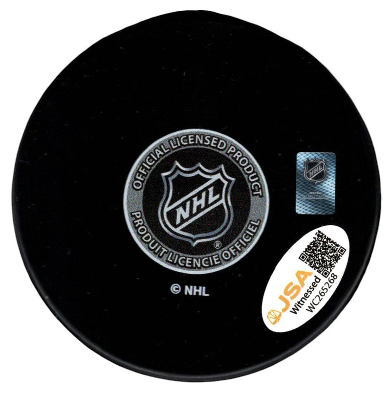 Dennis Seidenberg Signed Boston Bruins Logo Puck w/ 2011 SC Champs JSA Wit. COA
