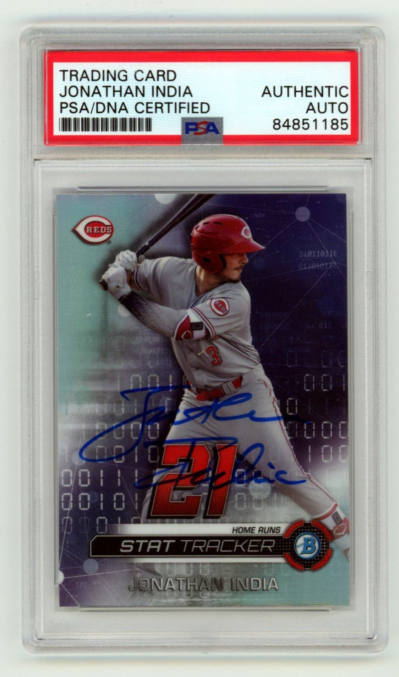 Jonathan India 2019 Bowman Chrome Stat Tracker #ST-JI Ref RC Signed PSA Auto